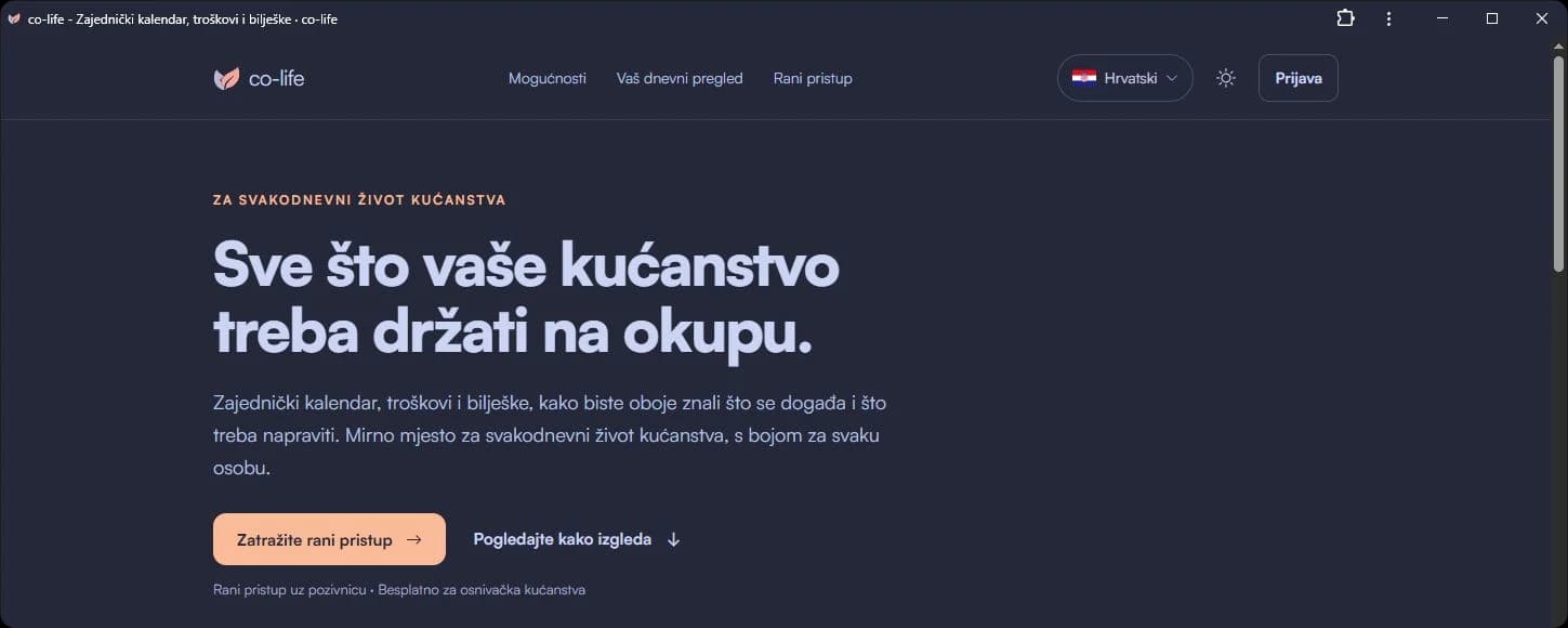 co-life kao instalirana aplikacija na Windowsima: vlastiti prozor s naslovom co-life, bez kartica preglednika i adresne trake